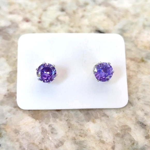 5/$25 PURPLE Rhinestone earrings Crystal AMETHYST GEM  REDUCED - Picture 1 of 4